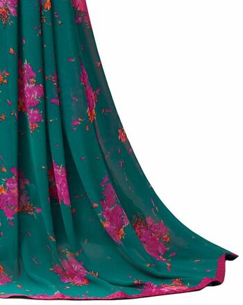 MGC Georgette Sea Green colour saree with blouse piece SP927