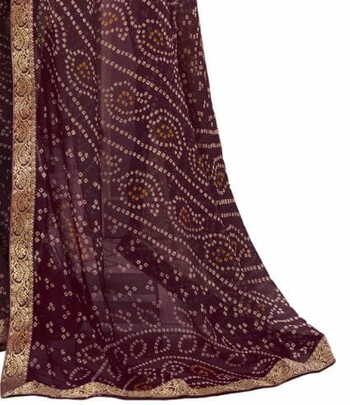 Chiffon Brown Color Saree With Blouse Piece by MGC
