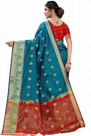 MGC Silk Rama colour saree with blouse piece SP677