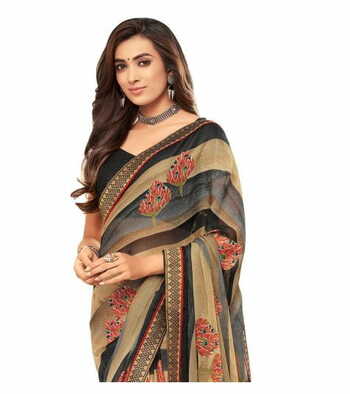 MGC Chiffon Multi Colour saree with blouse piece SP288