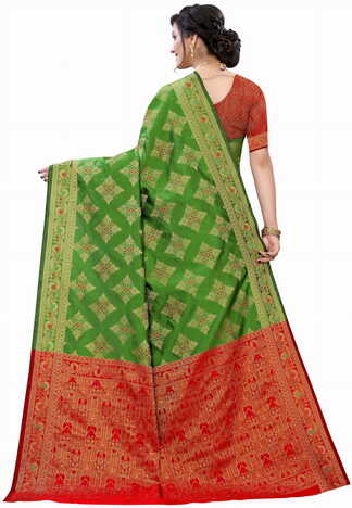 MGC Silk Green colour saree with blouse piece SP623