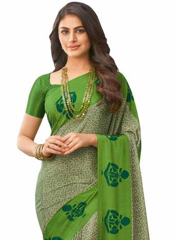 MGC Crepe Mulitcolor colour saree with blouse piece SP1005