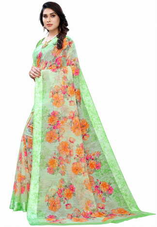 MGC Linen Multi Colour saree with blouse piece SP368