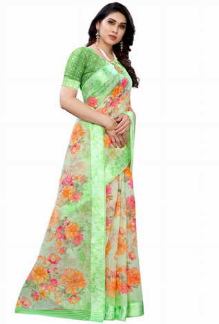 MGC Linen Multi Colour saree with blouse piece SP368