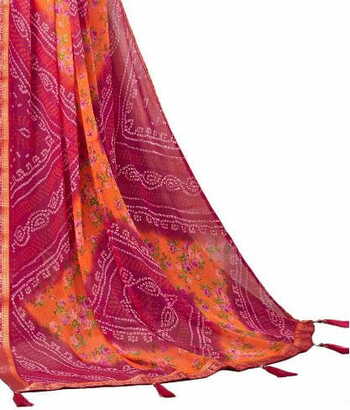 MGC Chiffon Multi Colour saree with blouse piece SP754