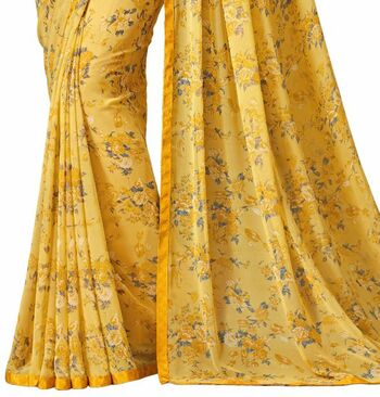 MGC Georgette Yellow colour saree with blouse piece SP898