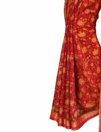 MGC Chiffon Red colour saree with blouse piece SP940