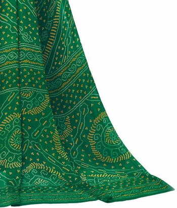 Chiffon Green Color Saree With Blouse Piece by MGC