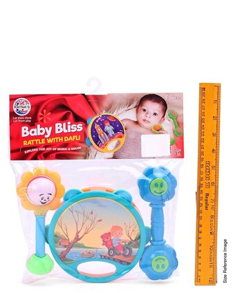 MGC RATNA'S Ratnas Baby Bliss 3 in 1 Rattle Set. Premium Quality Dafli with A Rattle for Infants