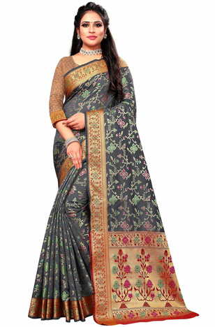 MGC Silk Grey Color Saree SP90