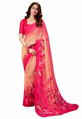 MGC Georgette Multi Colour saree with blouse piece SP316