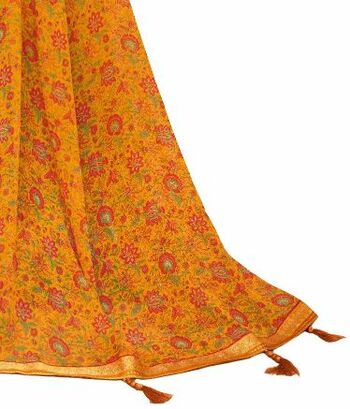 MGC Chiffon Yellow colour saree with blouse piece SP941