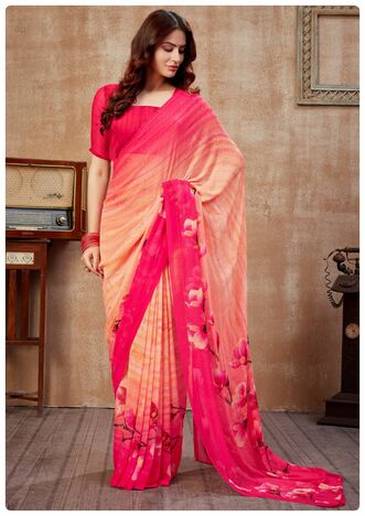 MGC Georgette Multi Colour saree with blouse piece SP316