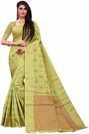 MGC Silk Jacquard Green colour saree with blouse piece SP633