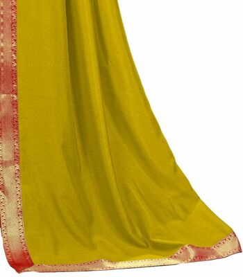 Vichitra Yellow Green Color Saree With Blouse Piece by MGC