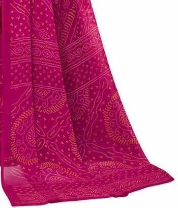 Chiffon Magenta Color Saree With Blouse Piece by MGC