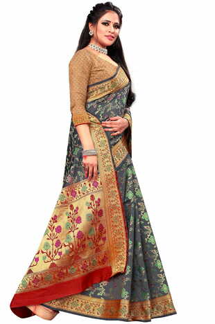 MGC Silk Grey Color Saree SP90