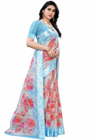 MGC Linen Multi Colour saree with blouse piece SP369