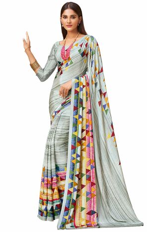 MGC Crepe Mulitcolor colour saree with blouse piece SP1006