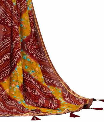 MGC Chiffon Multi Colour saree with blouse piece SP756