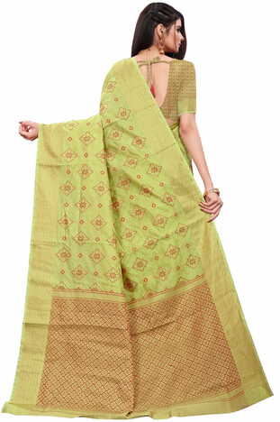 MGC Silk Jacquard Green colour saree with blouse piece SP633