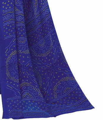 Chiffon Blue Color Saree With Blouse Piece by MGC