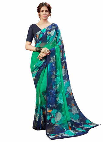 MGC Georgette Multi Colour saree with blouse piece SP320