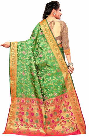 MGC Silk Green Color Saree SP89