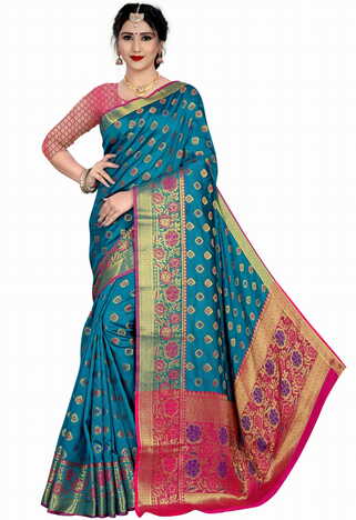 MGC Silk Rama Color Saree SP98