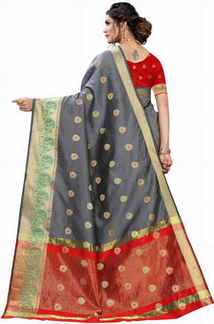 MGC Silk Grey colour saree with blouse piece SP680