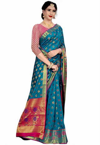 MGC Silk Rama Color Saree SP98