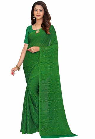 MGC Chiffon Green colour saree with blouse piece SP743