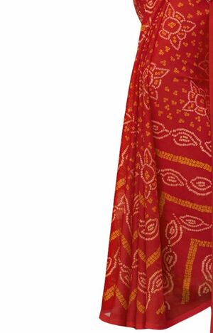 Chiffon Red Color Saree With Blouse Piece by MGC