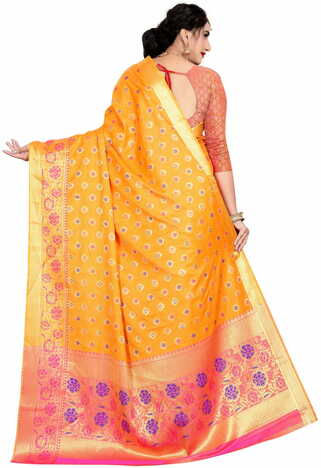 MGC Silk Orange Color Saree SP102