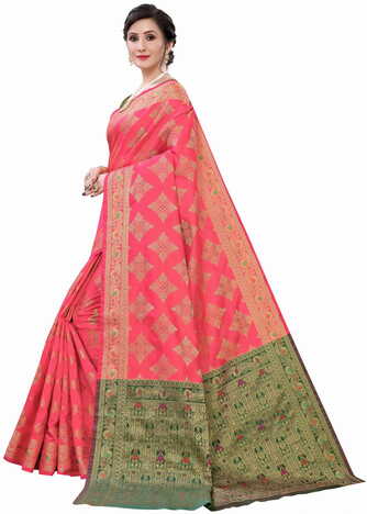 MGC Silk Red colour saree with blouse piece SP624