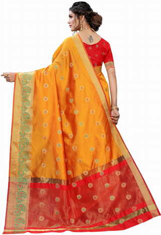 MGC Silk Orange colour saree with blouse piece SP678