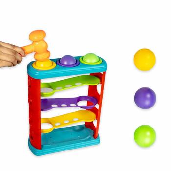 MGC Ratna's Hammer Ball Knock Ball for Babies and Toddlers | Pound and See The Balls roll Down The ramps| Safe and Non Toxic for Infants