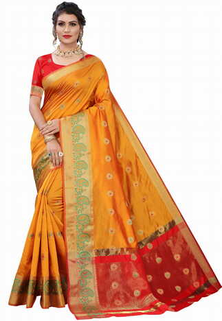 MGC Silk Orange colour saree with blouse piece SP678