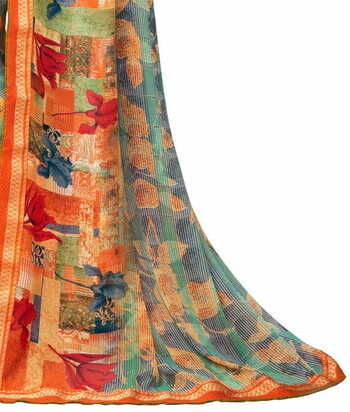 MGC Georgette Multicolor colour saree with blouse piece SP992