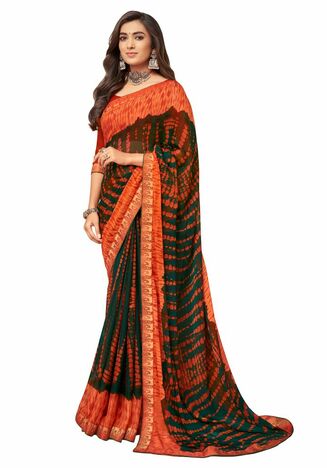 MGC Chiffon Multi Colour saree with blouse piece SP289