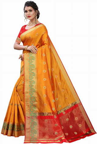 MGC Silk Orange colour saree with blouse piece SP678