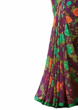 MGC Georgette Purple colour saree with blouse piece SP928