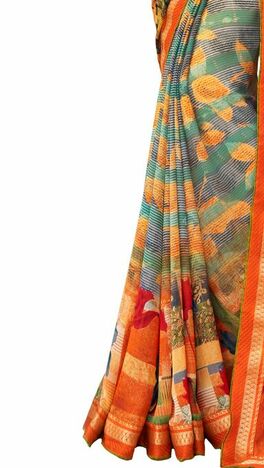 MGC Georgette Multicolor colour saree with blouse piece SP992