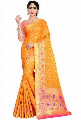 MGC Silk Orange Color Saree SP102