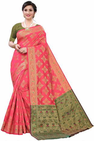 MGC Silk Red colour saree with blouse piece SP624