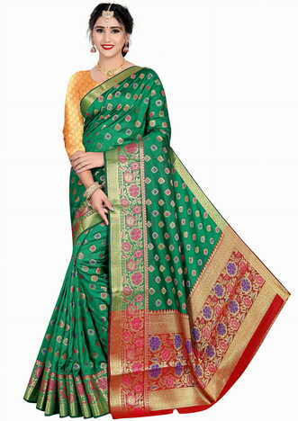 MGC Silk Green Color Saree SP101