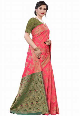 MGC Silk Red colour saree with blouse piece SP624