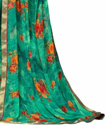 MGC Chiffon Green colour saree with blouse piece SP883