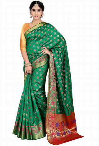 MGC Silk Green Color Saree SP101