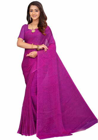 MGC Chiffon Purple colour saree with blouse piece SP740